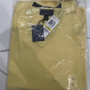 Club Room Yellow V-Neck Italian Spun Yarn Swester